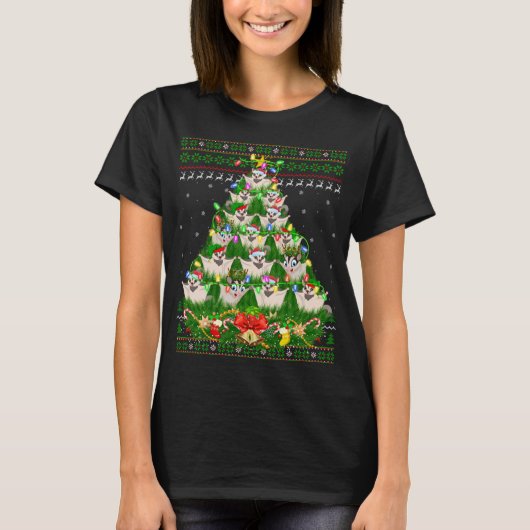 砂糖滑空機クリスマス照明ツリー砂糖滑空醜い Tシャツ (正面)