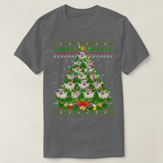砂糖滑空機クリスマス照明ツリー砂糖滑空醜い Tシャツ (デザイン正面)