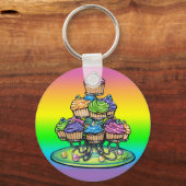 砂糖漬けレインボーカップケーキパーティーキーチェーン キーホルダー (正面)