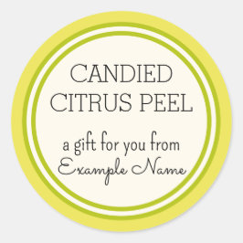 砂糖漬け柑橘類ピールギフトラベルテンプレート ラウンドシール