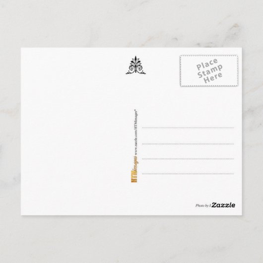 砂糖結婚の花のカスケード付きのケーキ ポストカード (裏面)