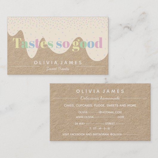 砂糖菓子のカップケーキ菓子をアイシングしてまぶす 名刺 (正面/裏面)