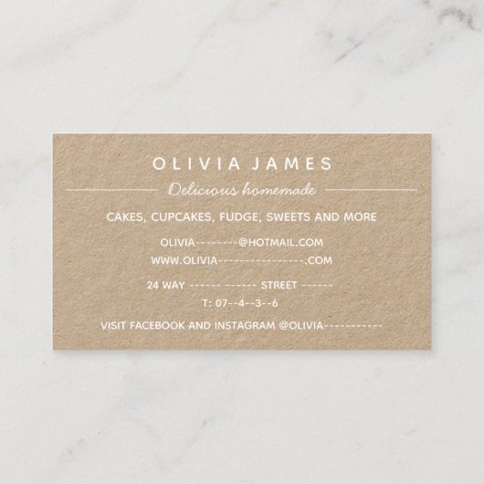 砂糖菓子のカップケーキ菓子をアイシングしてまぶす 名刺 (裏面)