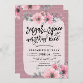 砂糖&スパイス&オールナイスベビーシャワー花 招待状 (正面/裏面)