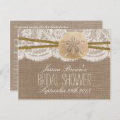 砂素朴ドルビーチブライダルシャワーレシピカード インビテーションポストカード (正面/裏面)