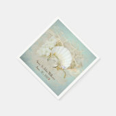砂結婚の中の指輪と貝殻 スタンダードカクテルナプキン (角)