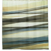 砂色と青の半透明の層 シャワーカーテン (正面)