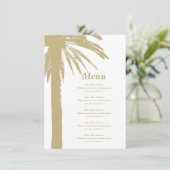 砂色のヤシの木のビーチ結婚式メニューテンプレート メニュー (スタンド正面)