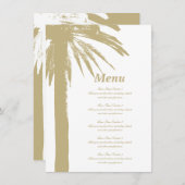 砂色のヤシの木のビーチ結婚式メニューテンプレート メニュー (正面/裏面)