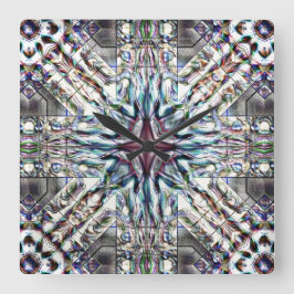 砂色の銀色の華やかな質感万華鏡のように千変万化するパターン スクエア壁時計