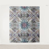 砂色の銀色の華やかな質感万華鏡のように千変万化するパターン タペストリー (正面)