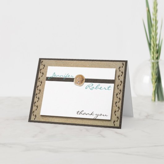 砂記念日の足跡は感謝していしています サンキューカード (正面)