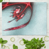 砂質グラインテクスチャを使用した強い赤いフラクタルトカゲ キッチンタオル (折り畳み)