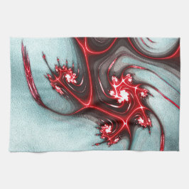 砂質グラインテクスチャを使用した強い赤いフラクタルトカゲ キッチンタオル