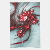 砂質グラインテクスチャを使用した強い赤いフラクタルトカゲ キッチンタオル (縦)