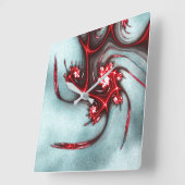 砂質グラインテクスチャを使用した強い赤いフラクタルトカゲ スクエア壁時計 (傾斜)