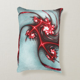 砂質感の派手な赤と白のフラクタルトカゲ アクセントクッション