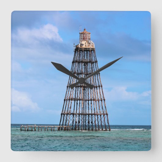 砂鍵ライトハウスフロリダスクエアウォールクロック スクエア壁時計 (正面)