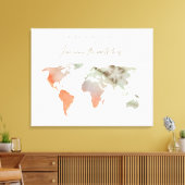 砂/オレンジウォーターカラーワールドマップキャンバスゲストブック キャンバスプリント (インサイチュ (リビング))