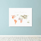 砂/オレンジウォーターカラーワールドマップキャンバスゲストブック キャンバスプリント (インサイチュ (ウッドフロア))