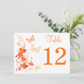 砂　オレンジ　白　トロピカルビーチ　テーブルナンバー 招待状 (スタンド正面)