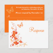 砂　オレンジ　白　トロピカル　ビーチ　RSVP　カード 招待状 (正面/裏面)