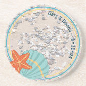 砂、ヒトデ、貝殻 コースター (正面)