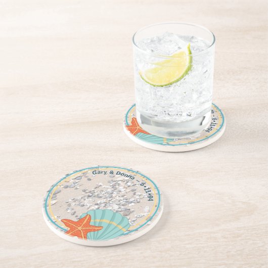 砂、ヒトデ、貝殻 コースター (側面)