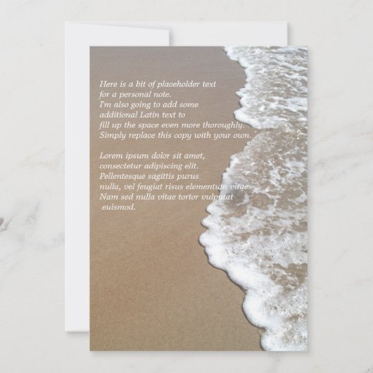 砂&フォームビーチフォトホワイトタイプ、ブライダルシャワー 招待状 (裏面)