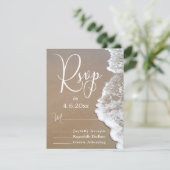砂&フォームビーチ写真/タイポグラフィウェディングRSVP 2 出欠カード (スタンド正面)