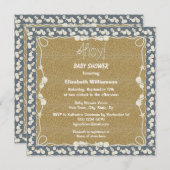 砂、ロ航海のープ、海の貝青いベビーシャワー 招待状 (正面/裏面)