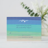 砂、海、シーグル |色彩の鮮やか海結婚式RSVP 出欠カード (スタンド正面)