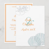 砂+海/青+オレンジ/結婚式招待状 招待状 (正面/裏面)