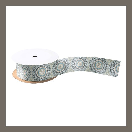 砂、青、流木の色調の沿岸曼荼羅 サテンリボン