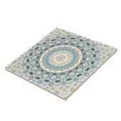 砂、青、流木の色調の沿岸曼荼羅 タイル (側面)