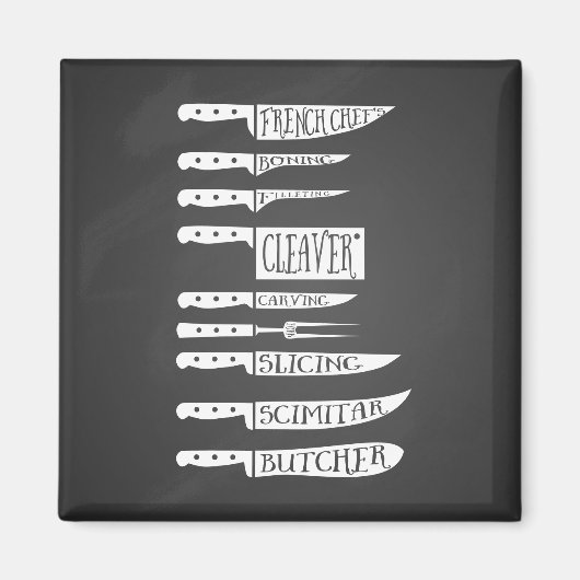 研修シェフ調理師レシピナイフ肉切り マグネット (正面)