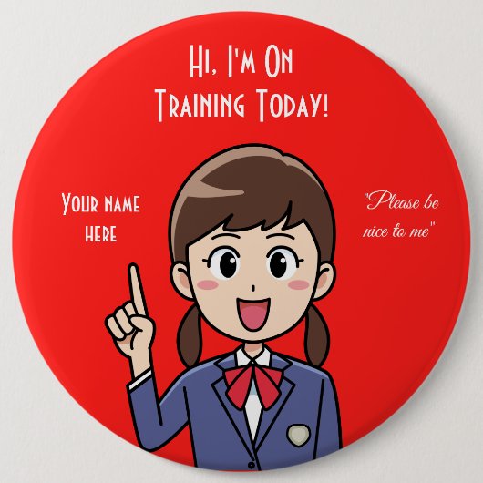 研修スタッフ赤ボタン 缶バッジ (正面)