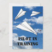 研修パイロット飛んでいる紙飛行機 招待状 (正面)