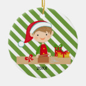 研修会のオーナメントの小妖精や小人の男の子 セラミックオーナメント (正面)
