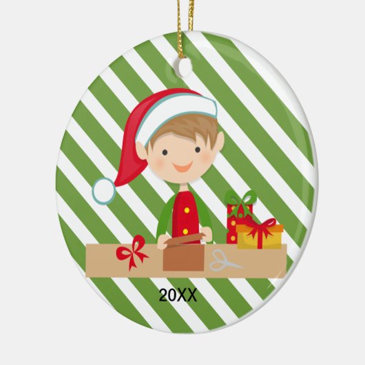 研修会のオーナメントの小妖精や小人の男の子 セラミックオーナメント (左)