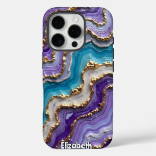 研磨石抽象芸術(金ゴールドアクセント付) iPhone 16 PROケース