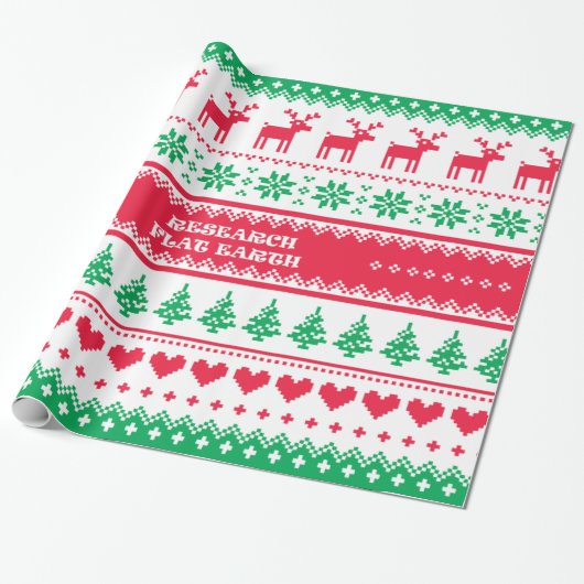 研究の平らな地球のクリスマスのギフトの包装紙 ラッピングペーパー (アンロールド)