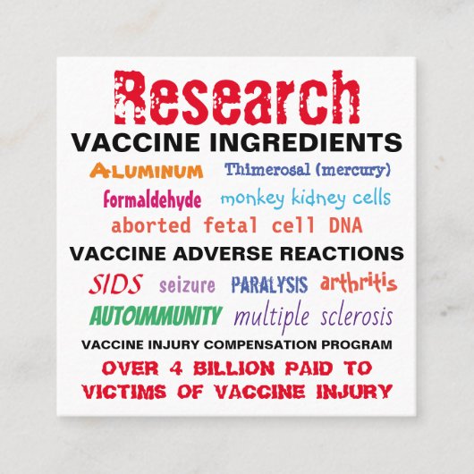 研究ワクチン名刺/ハンドアウトカード スクエア名刺 (正面)