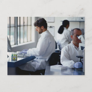 研究室で作業する化学者 ポストカード