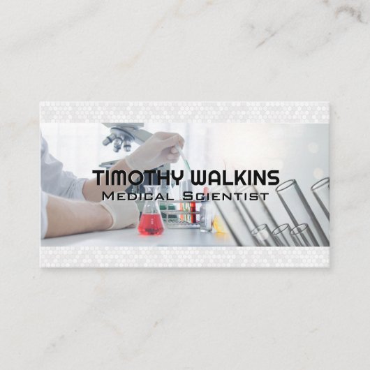 研究室で実験する科学者 名刺 (正面)