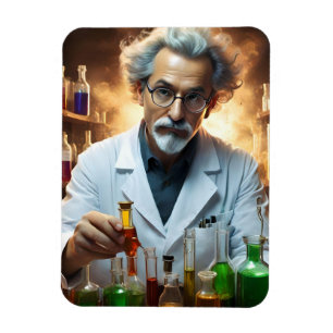 研究室で調合薬を混ぜる科学者 マグネット