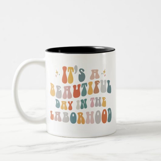 研究室の看護ラボの美しい日だ ツートーンマグカップ (左)