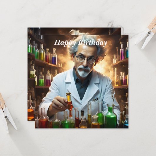 研究室の科学者がポーションを混ぜる,誕生日 カード (正面/裏面インサイチュ)