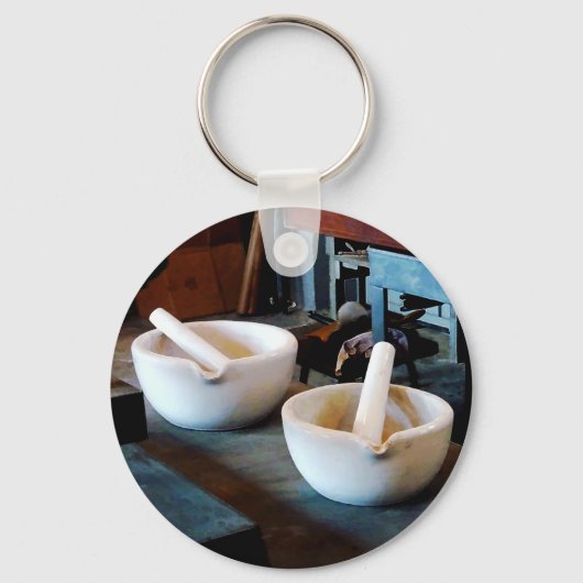 研究室の臼砲2つ キーホルダー (正面)