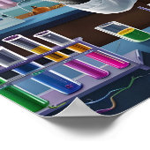 研究室よくはしゃぐにおける猫科学者 ポスター (角)